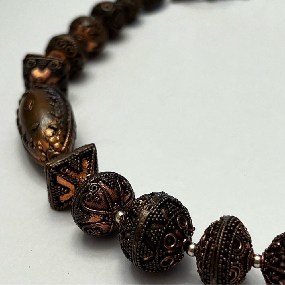925 Sterling AKR Amy Kahn Russell Bronze Tone Cage Bead Necklace 16"